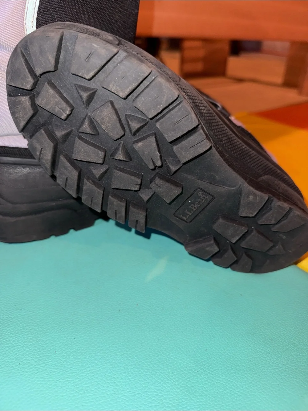 LL Bean Black/White/Purple Children's Winter Boots with Rugged Sole